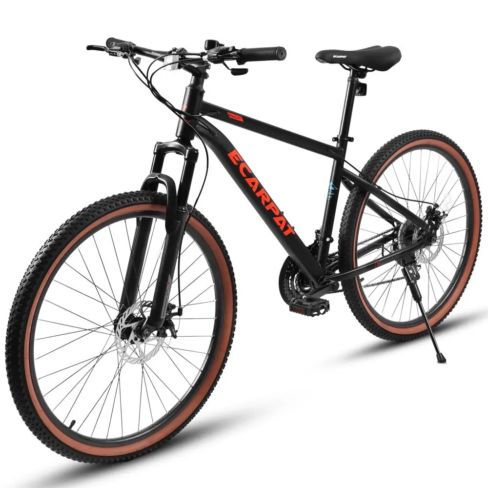 Carbon Bike Frame - A24301 24インチ ティーンエイジャー向けマウンテンバイク、高炭素鋼フレーム、ディスクブレーキ、耐久性のあるデザイン、ブラウンエッジタイヤ、通学に最適