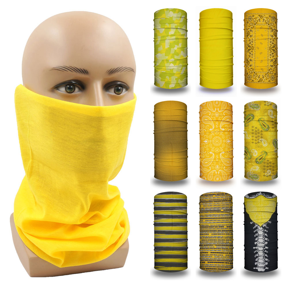 Yellow Cycling Gear - シームレスな黄色のチューブ,通気性のあるバンダナ,UV保護マスク,防塵,サイクリング,ランニング,ハイキング用。