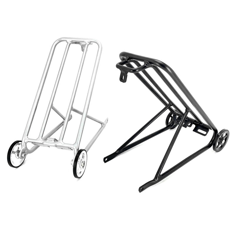 Bike Cargo Rack - ブロプトン用ラゲッジキャリア,折りたたみ式バイクリアラック,アルミニウム合金製,カーゴラック,フリーホイール