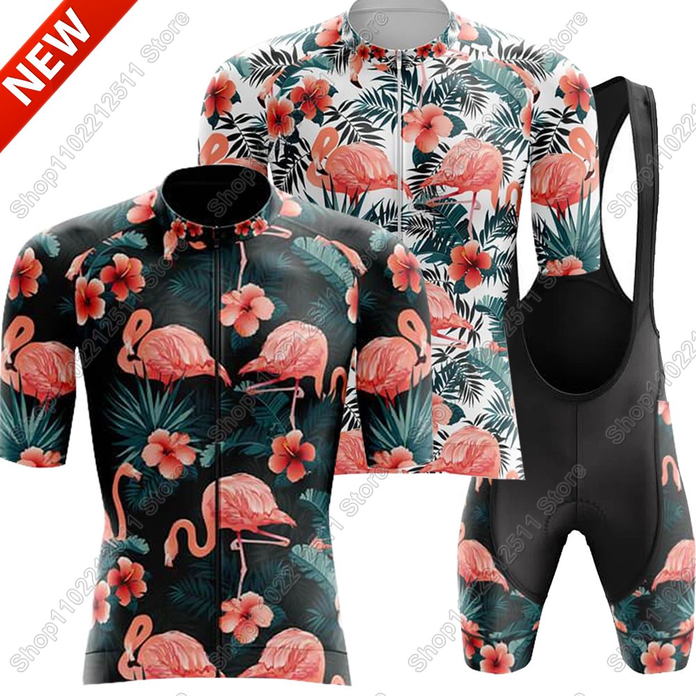Cycling Gear Outfit - 2025 フラミンゴサイクリングジャージセット自転車服男性夏ロードバイクシャツスーツ自転車ビブショーツ MTB Ropa マイヨ