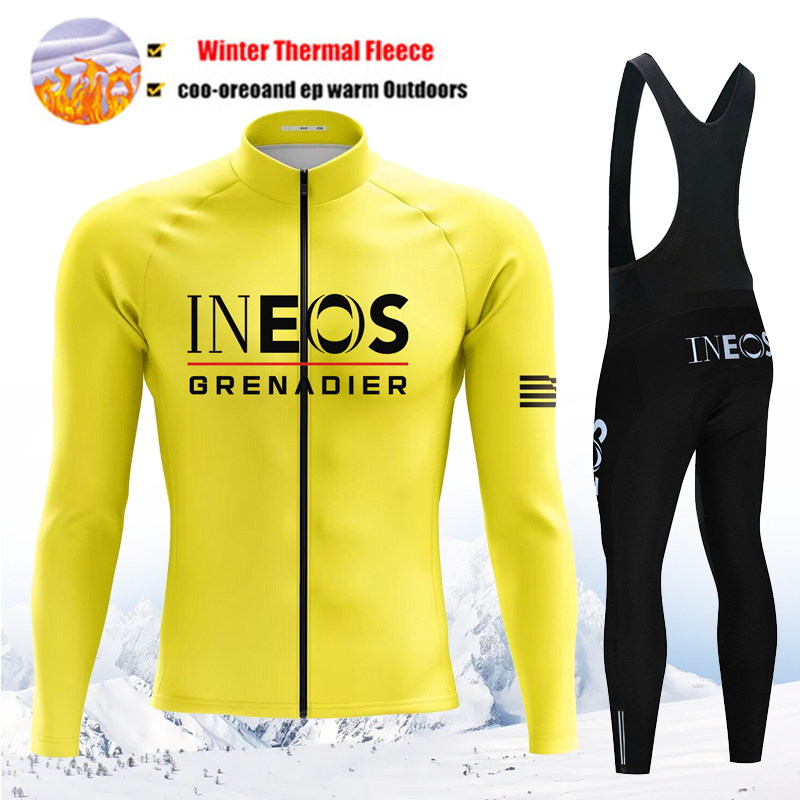 INEOSチーム ウィンターサイクリングジャージセット イエ - Yellow Cycling Gear のレビューと価格