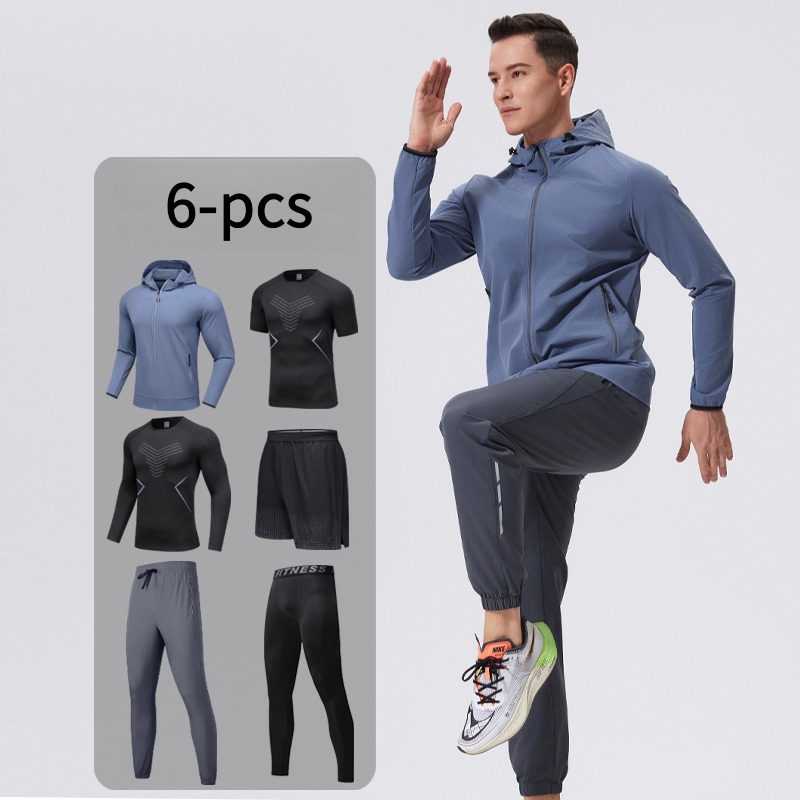 メンズ6点スポーツウェアセット、フード付き、通気性、キャンプ - Cycling Gear Outfit のレビューと価格