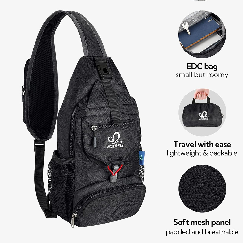 ウォーターフライクロススモールボディスリングパック、収納可能 - Cycling Backpack のレビューと価格