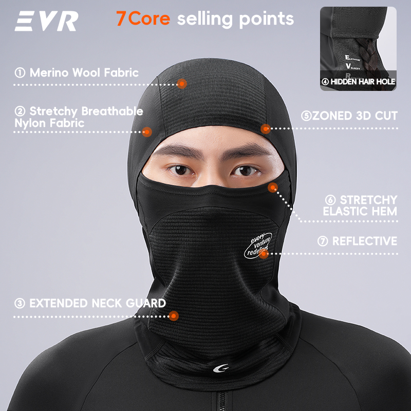 EVR 冬用ウールフェイスマスク ネックゲイター 防風 保温 - Cycling Gear Winter のレビューと価格